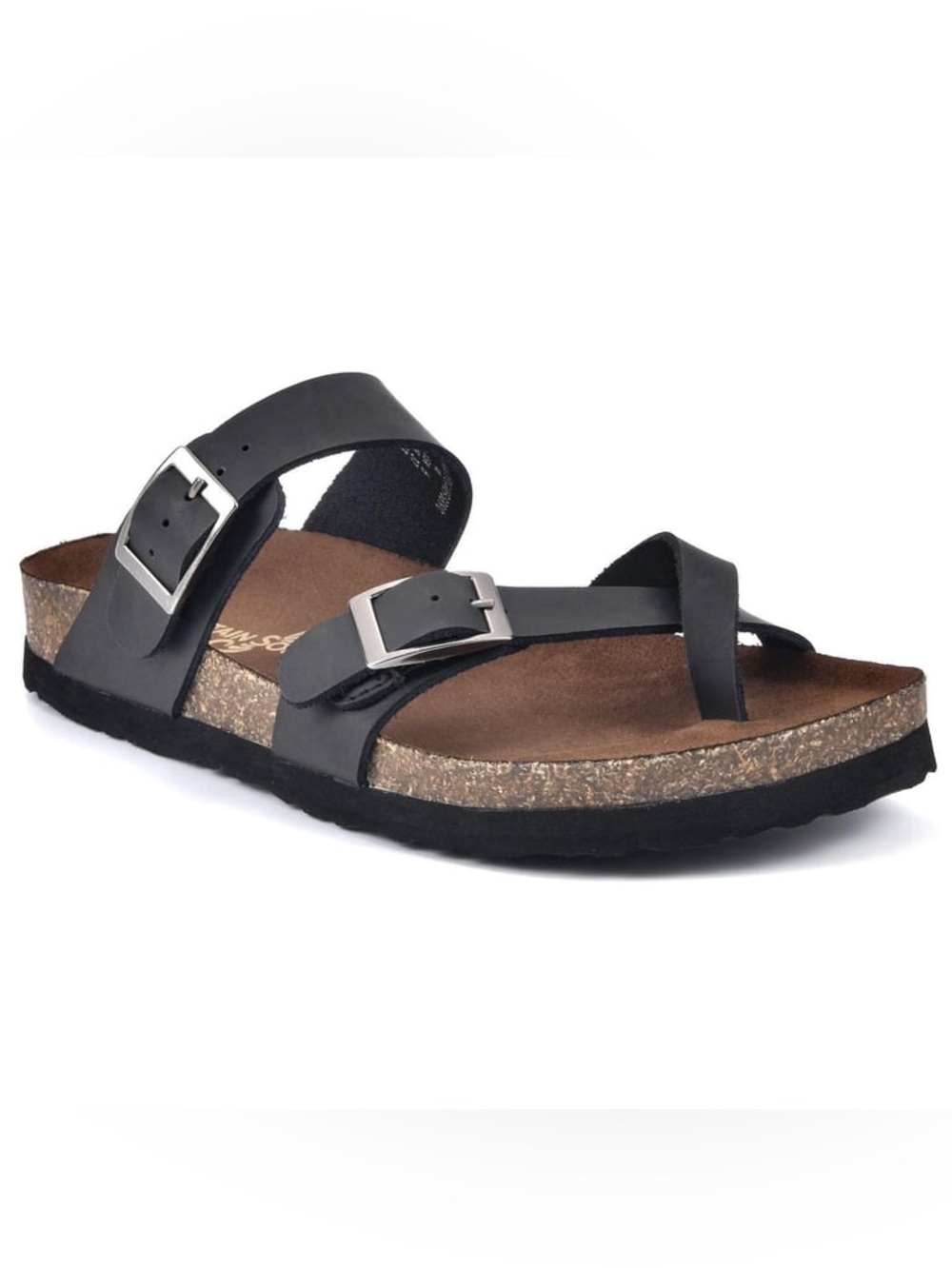NWT Mountain Sole Womens Adjustable Buckle Straps Cork Footbed Leather Sandals 6